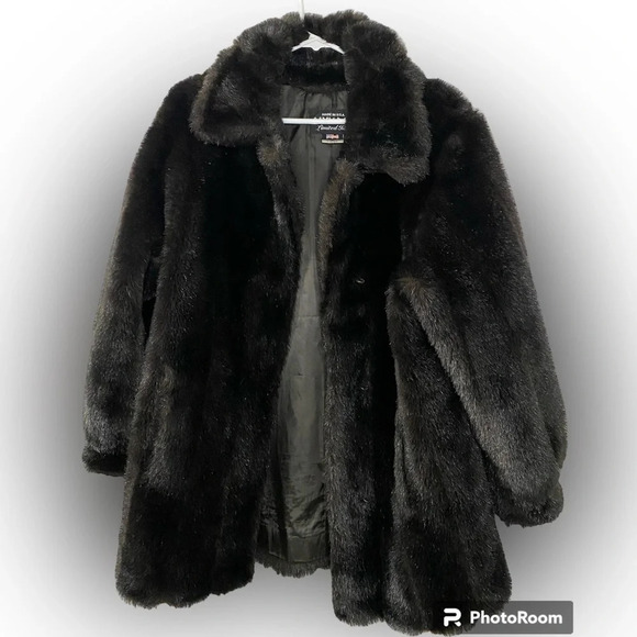 VINTAGE Dark Brown/Black Olympia Faux Fur  Jacket Size Large - Picture 3 of 16